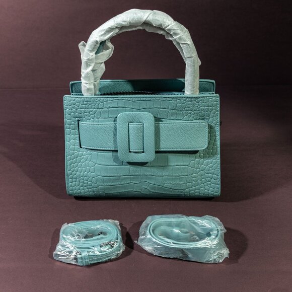 Verano Hill Sky Blue Croc-Embossed Handbag NWOT - Picture 2 of 5